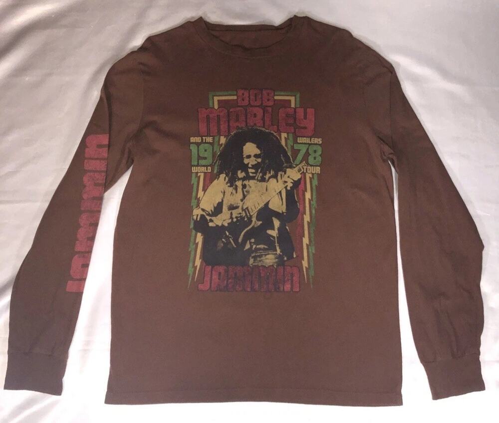 Bob Marley Zion Shirt Reggae Music Rasta Jammin Brown Adult Sz S *See measments*